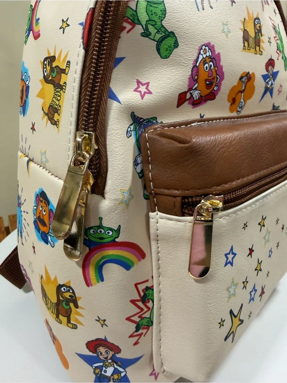 Toy Story Cream Kids Mini Backpack with Brown Trim